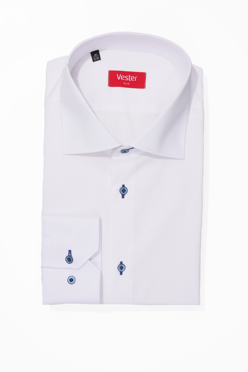 Сорочка мужская VESTER длинный рукав, цвет белый, хлопок/пэ