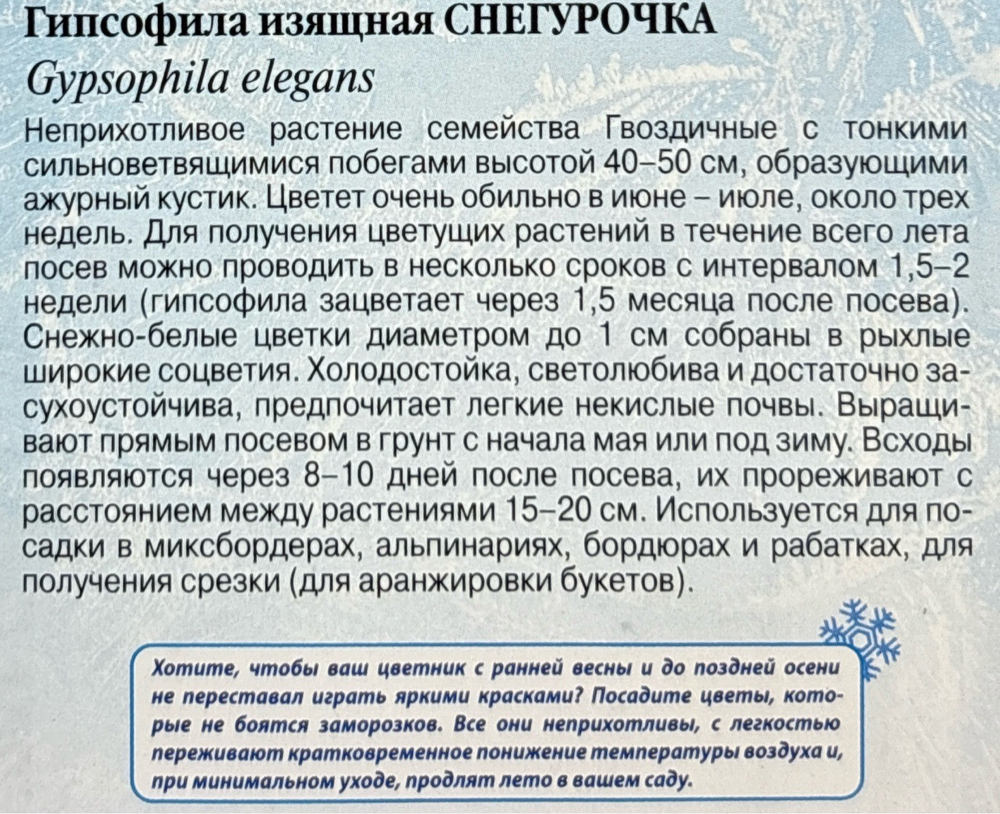 Гипсофила одн. Снегурочка 0,1 г СМЦ-250