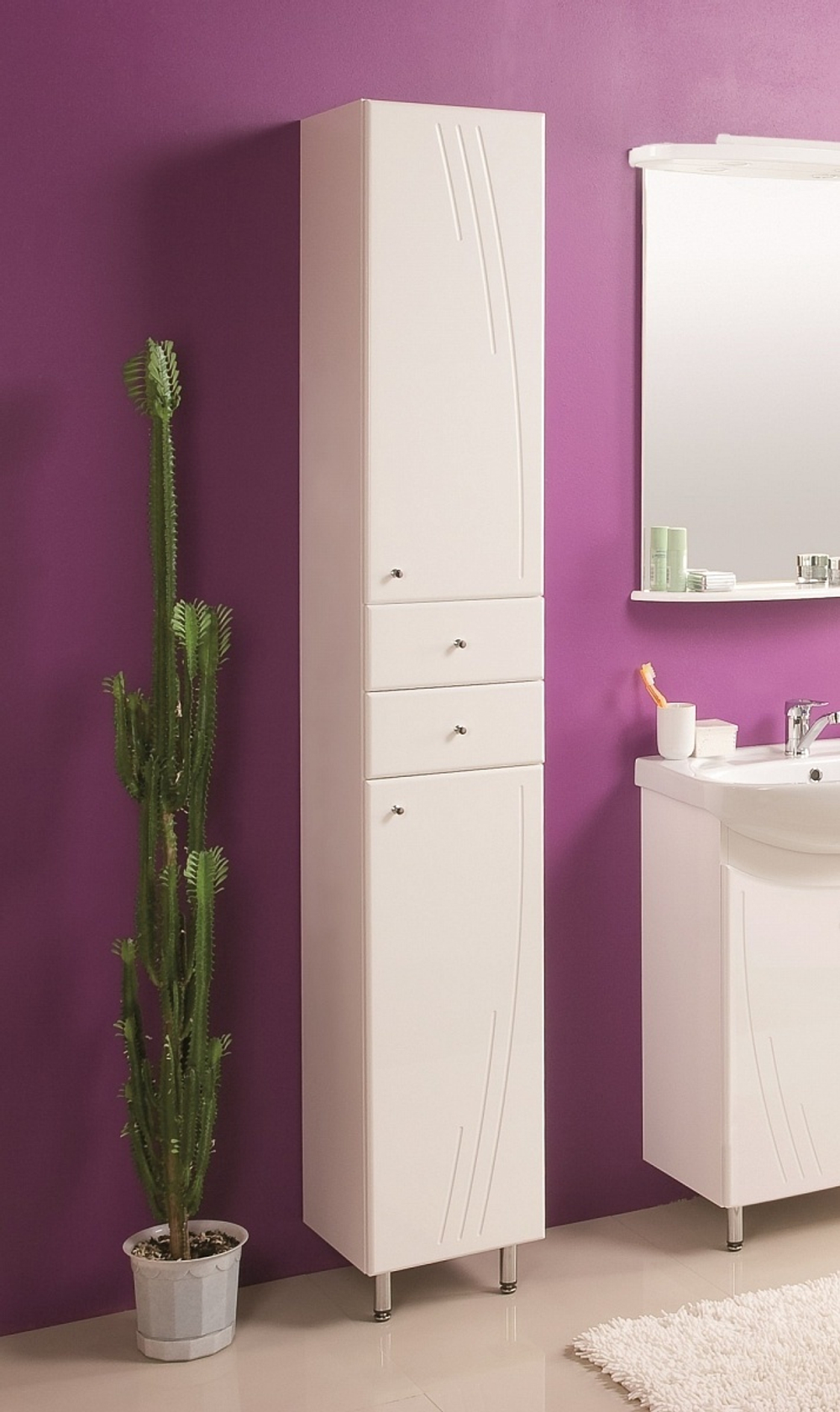 Пенал напольный Акватон Минима правый, белый