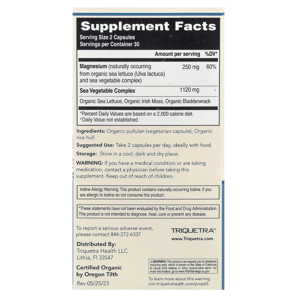 Triquetra Health, растительный магний, 60 капсул