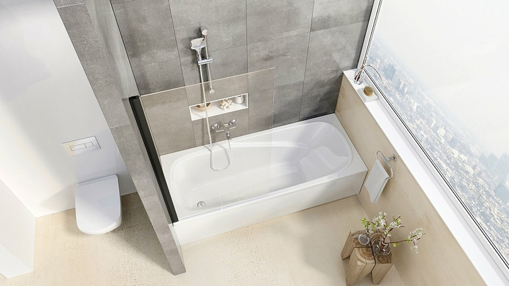 Шторка для ванны Ravak 80х140 цвет профиля черный (79840300Z1)