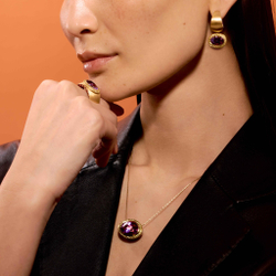 Серьги с Аметистом и Желтыми Сапфирами, Эмаль, E0178-61/2