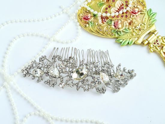 Гребешок горный хрусталь, жемчуг "Летто" (Итальянский дизайн)