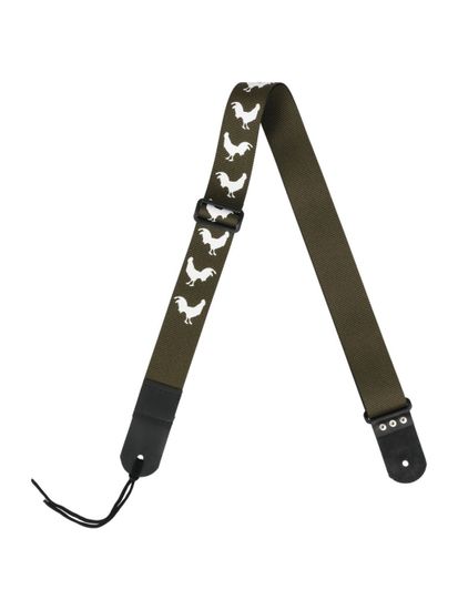 MZ-RG-5ApСockGh Ремень для гитары, зеленый хаки, аппликация Петух, MEZZO