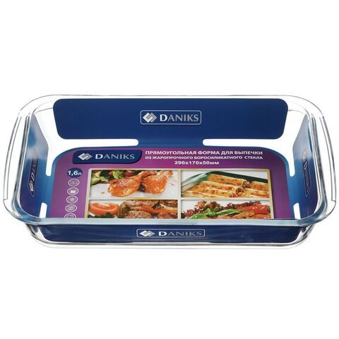 Форма для выпечки стекло, 17х29.5х5 см, 1.6 л, прямоуг, Daniks, OCT-NR1103