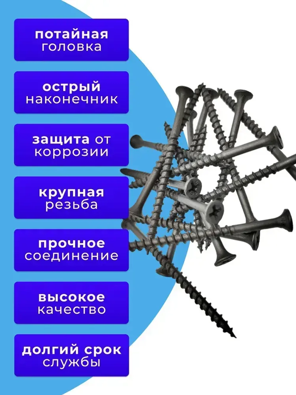 Саморезы по дереву черные 3.8х65 черный 5кг