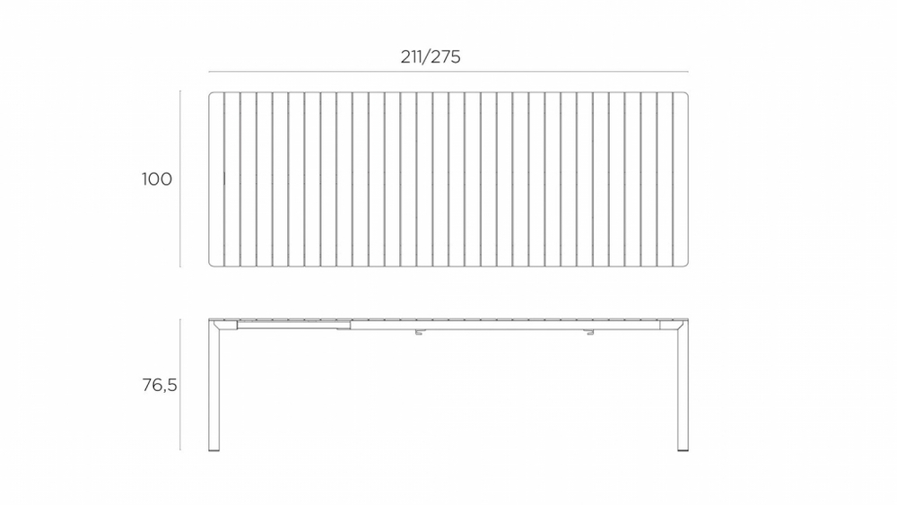 Стол пластиковый раздвижной Nardi Tevere 210, антрацит