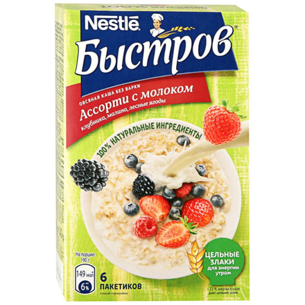 Каша Быстров овсяная ассорти с молоком 240 гр