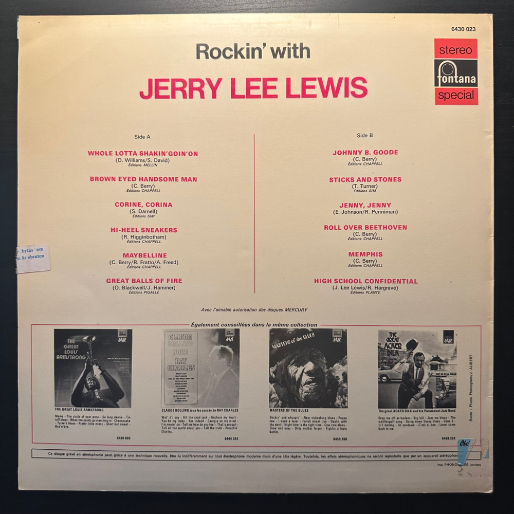 Jerry Lee Lewis - Rockin' With Jerry Lee Lewis (Скандинавия 1972г.)