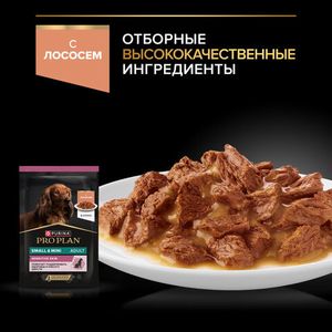 Пауч Pro Plan Sensitive Skin для взрослых собак мелких и карликовых пород с чувствительной кожей с лососем