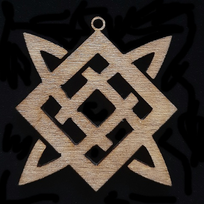 Оберег славянский из дерева Квадрат Сварога (Звезда Руси). Цвет Полисандр. Материал береза. Диаметр 5 см. Шнурок 50 см