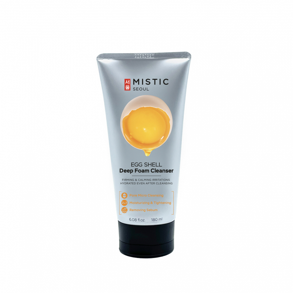 MISTIC EGG SHELL White & Yolk Deep Foam Cleanser Глубокоочищающая пенка для умывания с мембраной яичной скорлупы и липидами яичного желтка 180мл