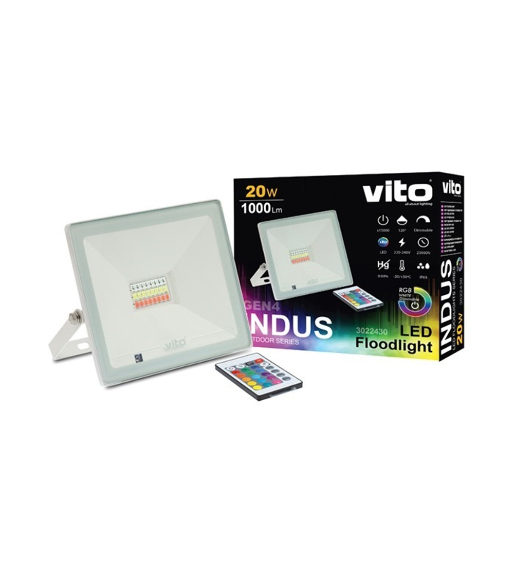 VT/INDUS/20W/SMD/RGB/IP65/REMOTE/LED FLOODLIGHT/ПРОЖЕКТОР СВЕТОДИОДНЫЙ