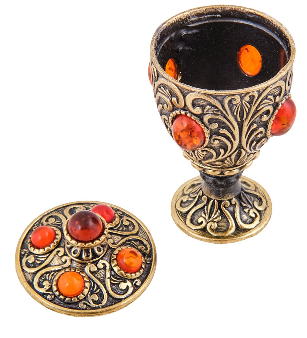 Народные промыслы AM-3785 Шкатулка «Грааль» (латунь, янтарь)