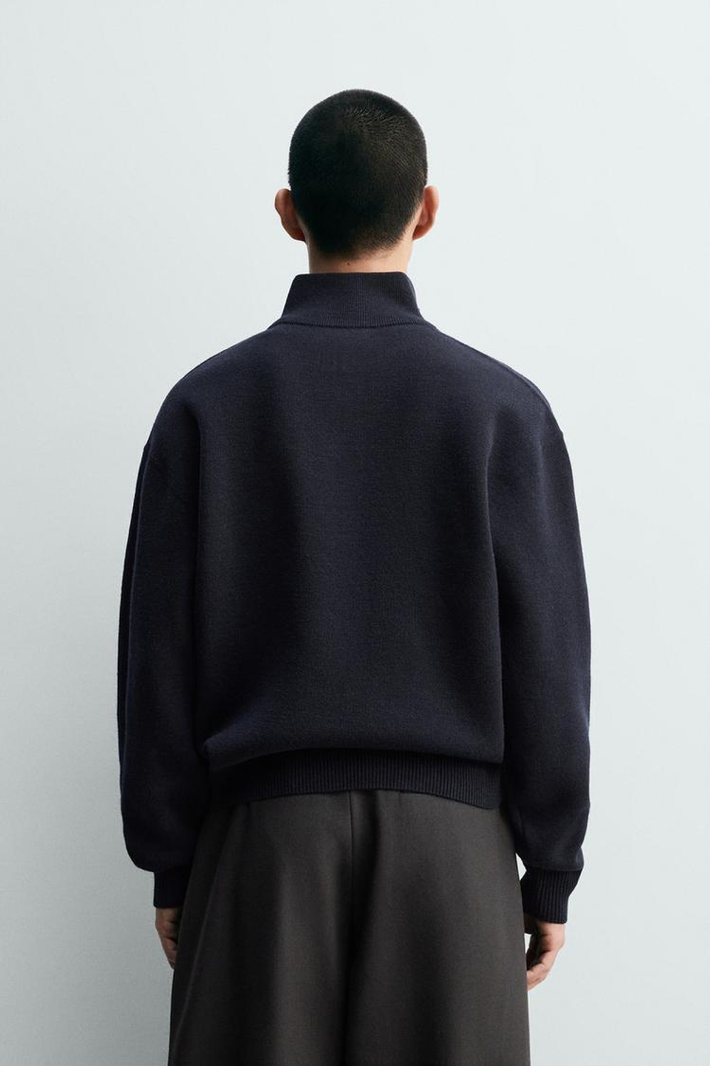 ZARA СВИТЕР С ЗАСТЕЖКОЙ-МОЛНИЕЙ НА ВОРОТНИКЕ, МОРСКОЙ ТЕМНО-СИНИЙ