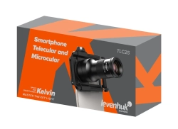 Телекуляр и микрокуляр для телефона Levenhuk Kelvin TLC25, упаковка под углом