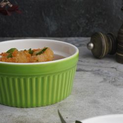 Салатник соусник для подачи 400 мл d 12 см h5,5 см круглый зеленый Рамекин фарфор P.L. [6]