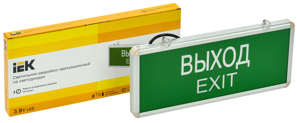 LIGHTING Светильник аварийный ССА1001 на светодиодах 3Вт 1,5ч односторонний ВЫХОД-EXIT IEK