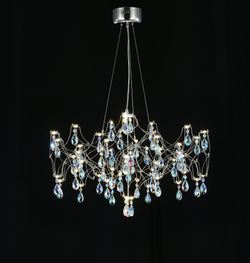Подвесная люстра светодиодная с пультом и хрустальными подвесками K9 MyFar Ileria MR2650-57P-50СD