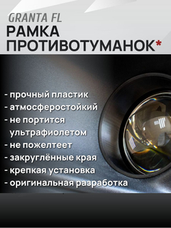 Рамка для линзованных ПТФ (противотуманок) Лада Гранта FL (2 шт.)