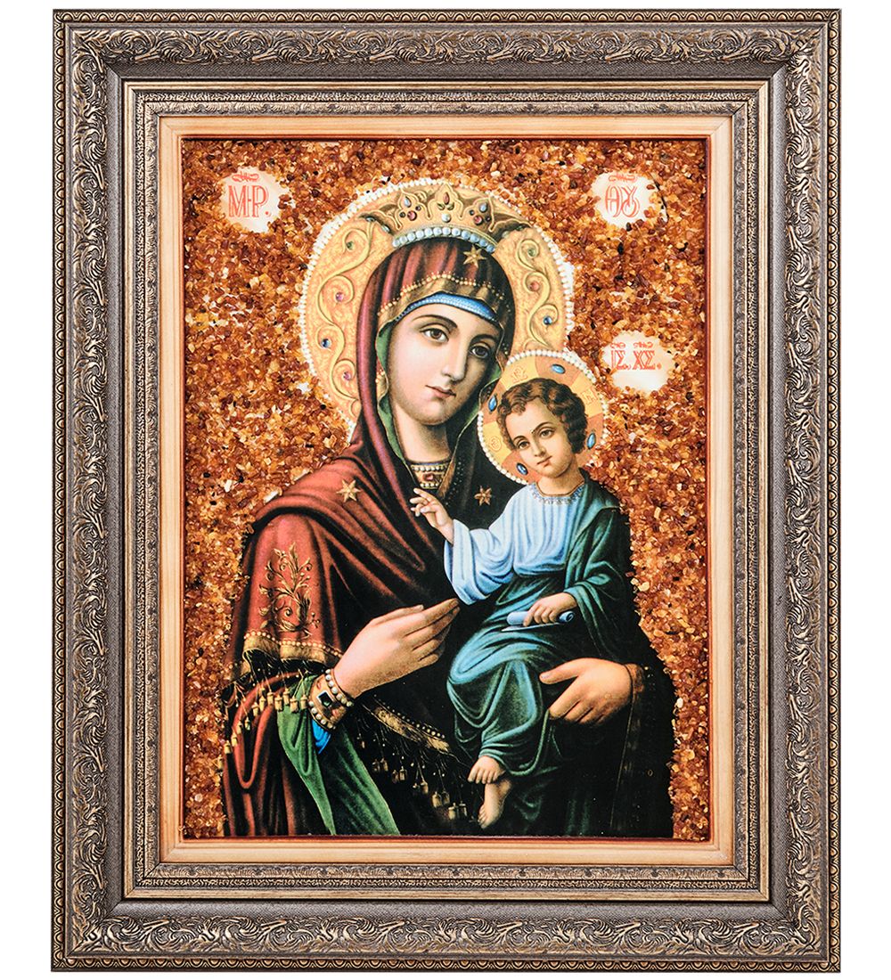 AMB-12/18 Икона Божией Матери «Иверская» (с янтарной крошкой) 45х55см