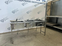 Мойка трехсекционная 1800х700х900 из нержавеющей стали (основание профиль 4х4)