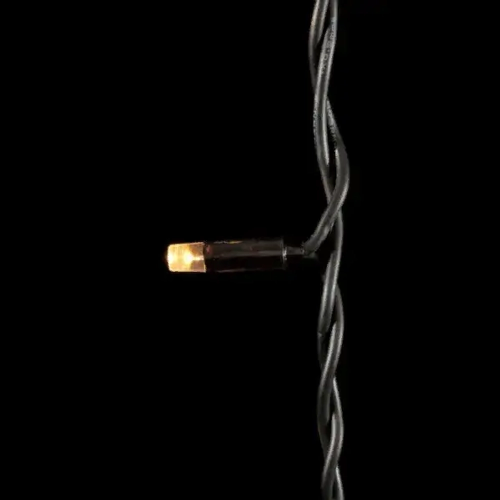 Светодиодная бахрома с колпачком 3,2*0,9 м., 168 теплых белых LED ламп, мерцание, каучуковый черный провод, LTC (LL168BLW-1-2WW)