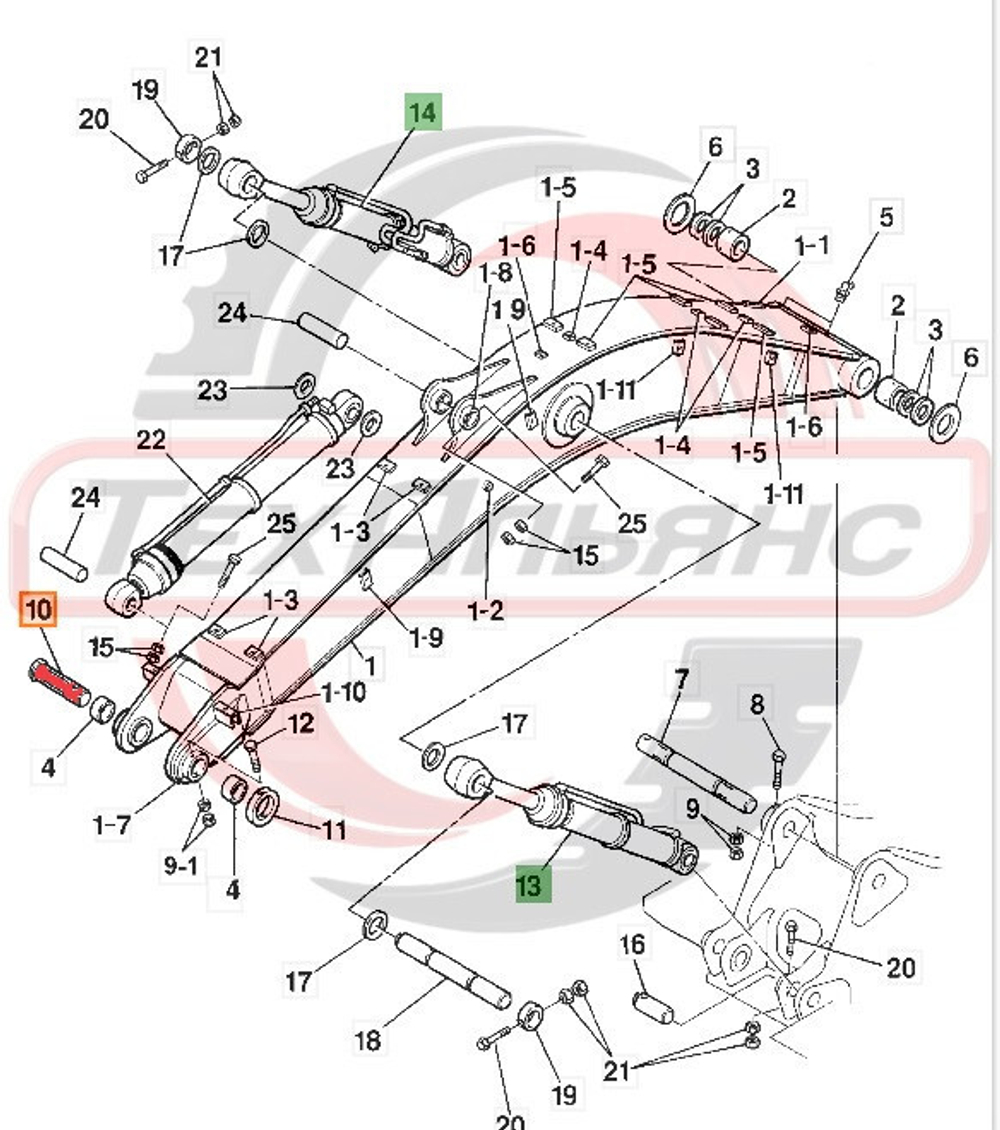 Палец 332/K0610 рукоять-стрела (Турция)