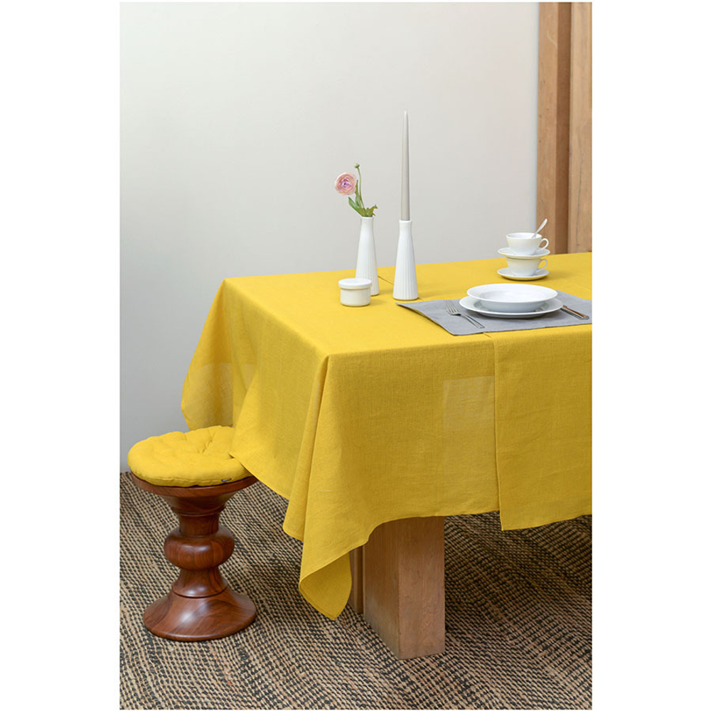 Скатерть из стираного льна горчичного цвета из коллекции essential, 170х170 см