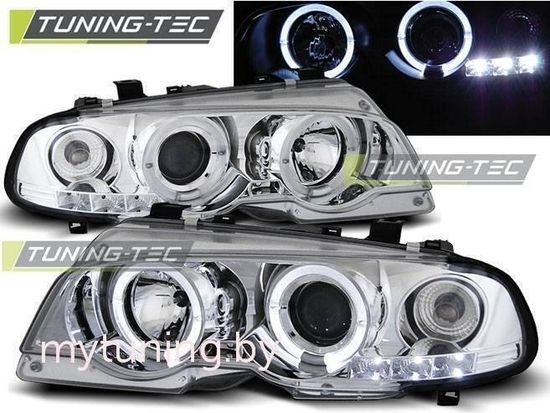 Передние фары Bmw 3 E46 angel eyes chrome