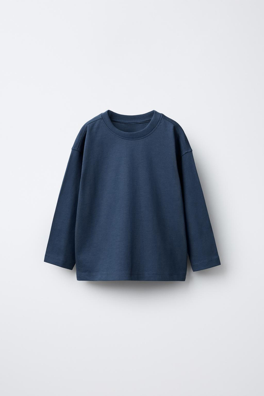 ZARA ОДНОТОННАЯ ФУТБОЛКА MEDIUM WEIGHT, МОРСКОЙ СИНИЙ