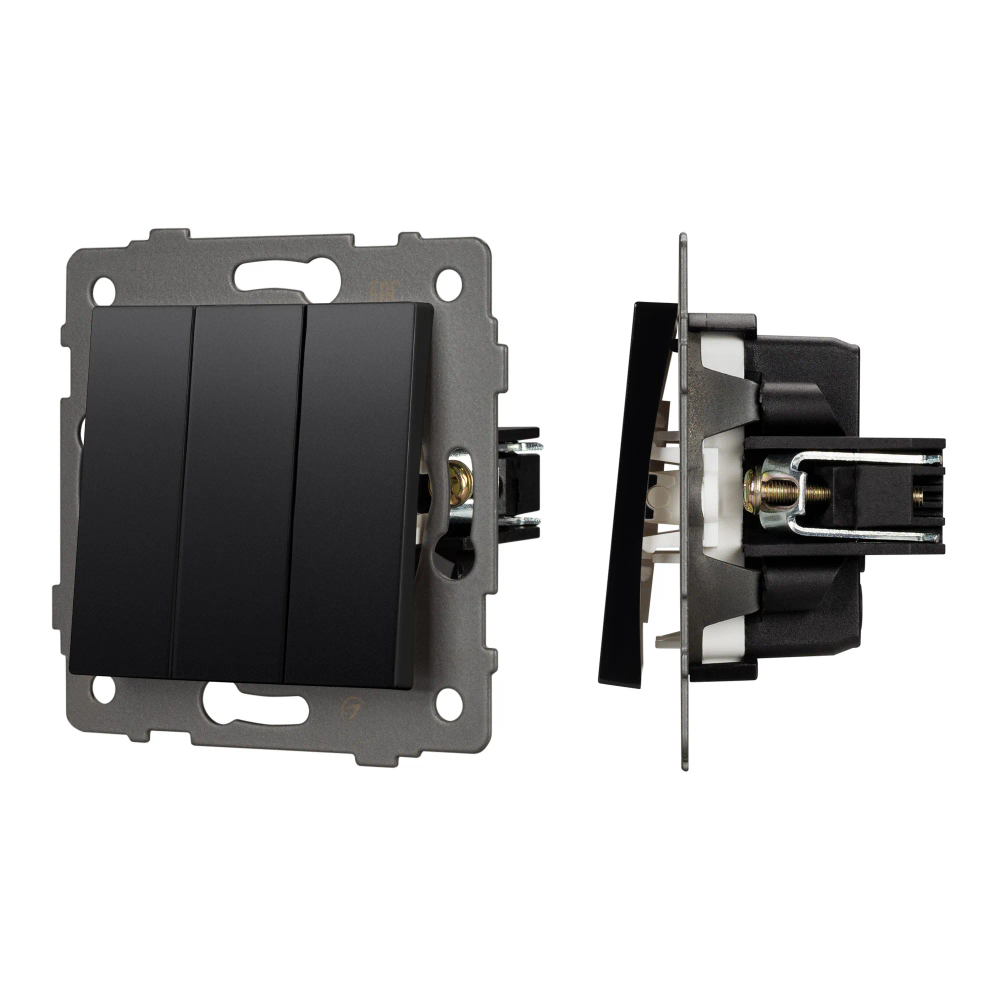 Механизм выключателя трехклавишный непроходной SWT-MK03-PL-BK-V (250V, 10A) (Arlight, -) 049897