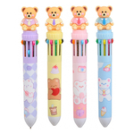 Ручка шариковая, автоматическая, 10в1, Basir, серия "Мишки", 10-ти цветная, с резиновой фигуркой, 36 шт