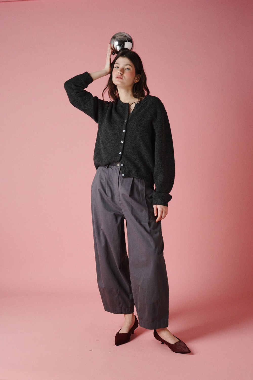 Кардиган из кашемира с мериносом графитового цвета