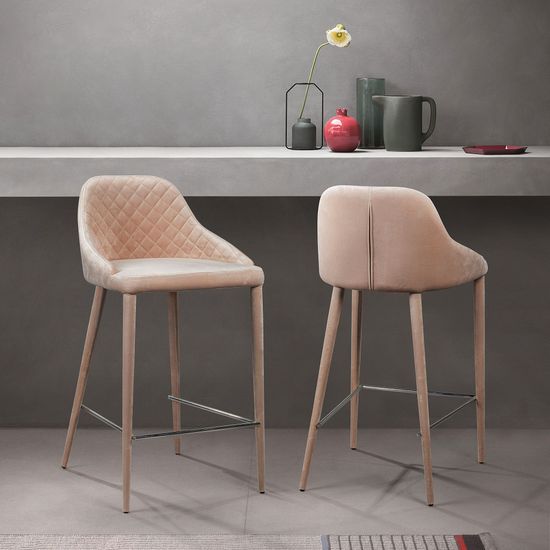 Стул полубарный Douglas, бархат бежевый