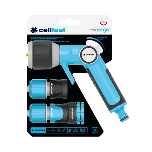 Пистолет для полива CELLFAST ERGOLINE многофункциональный 1/2" + набор