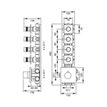 Steinberg Термостат 3/4“, встраиваемый, с 4-мя запорными вентилями _“ , в комплекте со скрытым корпусом, предварительно смонтированные на монтажной шине, в комплекте со наружными вентилями, проток воды 35 л/мин при 3 бар, хром 120 4340