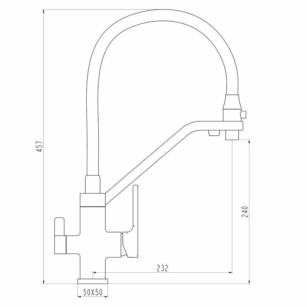 Смеситель для кухни 35k G4317-8 GAPPO с вых. для пит. фильтра, п/шпильку, гибкий излив Белый-хром