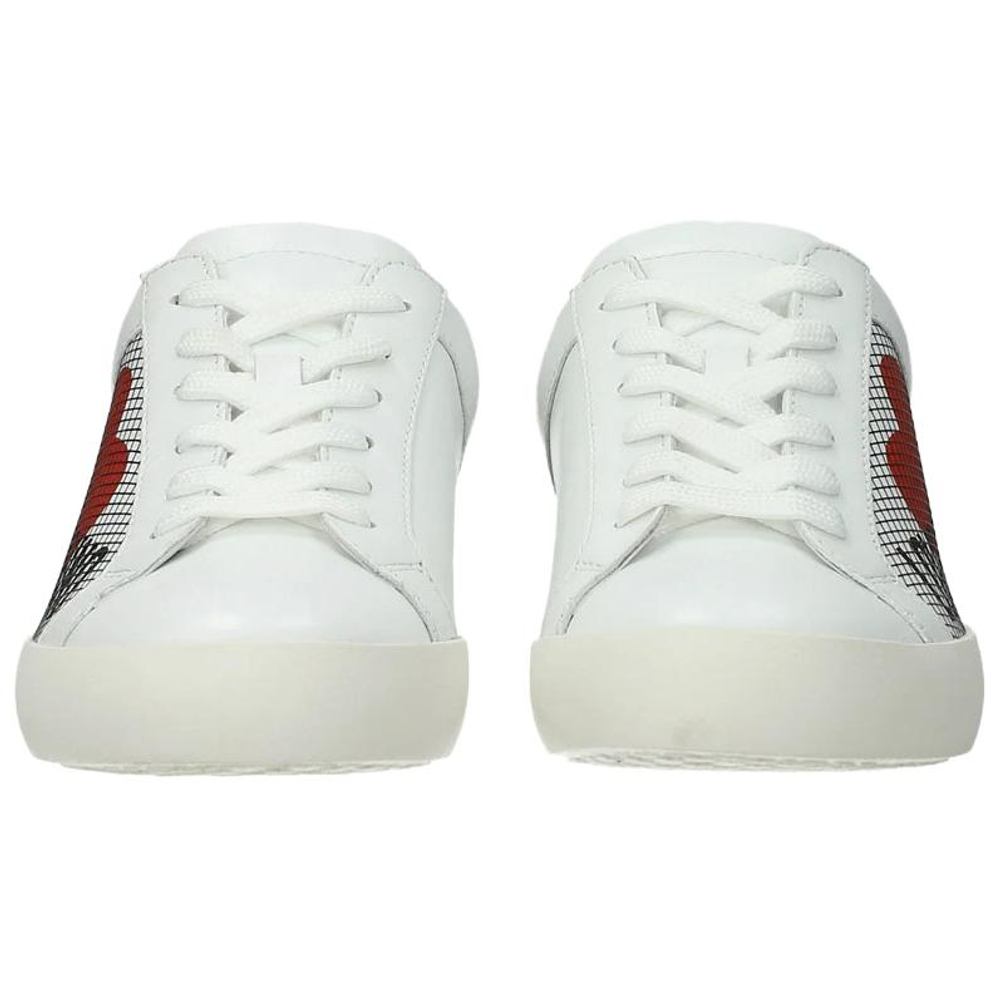 LOVE MOSCHINO Leather Stylish Skateboarding Shoes Women"s White Red