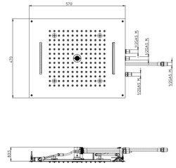 Bossini Dream Multifunction верхний душ 570х470 мм с функциями: тропический душ, каскад, каскад-гребень, распылитель, Led RGB, цвет хром