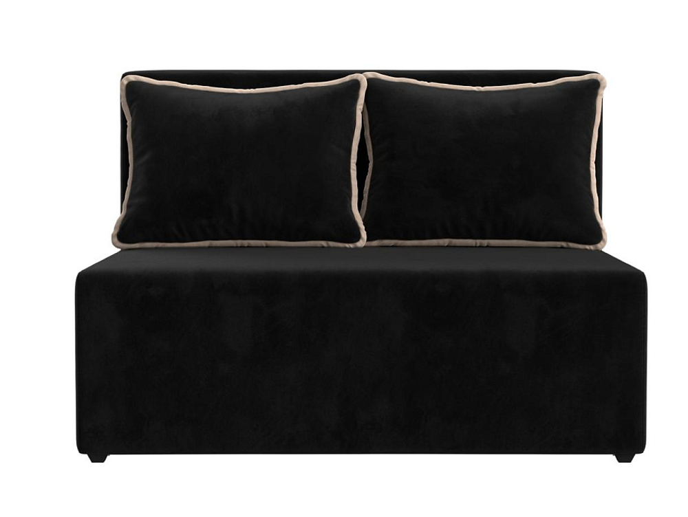 Диван прямой Лагуна, Черный\Бежевый, Велюр, 114437