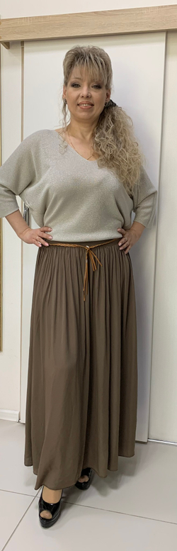 Итальянская сатиновая юбка на широком поясе