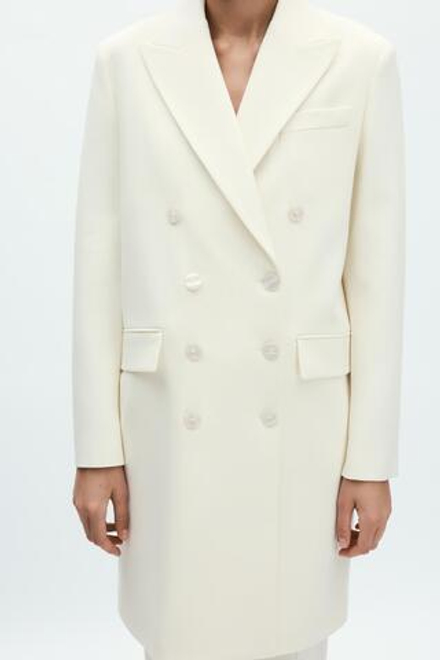 ZARA КЛАССИЧЕСКОЕ ПАЛЬТО — ZW COLLECTION, ЖЕЛТОВАТО-БЕЛЫЙ