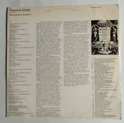 Винтажная виниловая пластинка LP Heinrich Schuetz Шютц Генрих Kleine Geistliche Konzerte 3 (ГДР 1974)