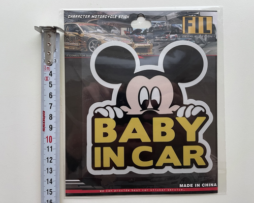 Наклейка (Baby in car - Ребенок в машине Микки Маус) на автомобиль, стикер на стекло, с подложкой картонной (1 шт.)
