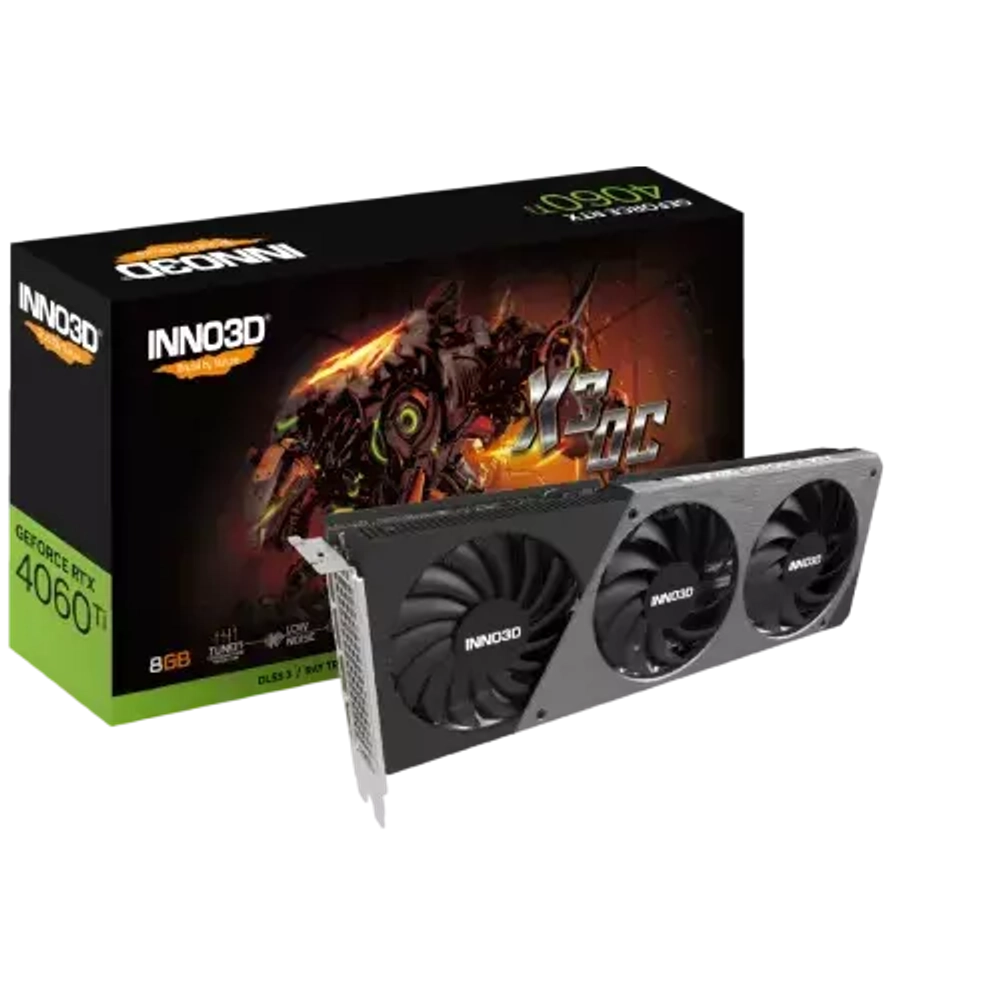 Видеокарта Inno3D GeForce RTX4060 Ti 8GB X3 OC, 8G GDDR6 128-bit HDMI 3xDP N406T3-08D6X-171153L