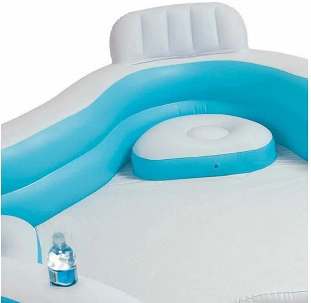 Бассейн надувной Intex 56475 Swim Center Family Lounge 229х229х66 см / Квадратный бассейн Интекс с сиденьями и спинками для дачи и отдыха