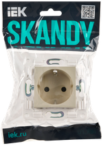 SKANDY Розетка с заземлением с защитными шторками 16А безвинтовое крепление SK-R06B бежевый IEK