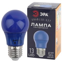 Лампа светодиодная ЭРА STD ERABL50-E27 E27 / Е27 3Вт груша синий для белт-лайт | Лампы светодиодные Белт-Лайт