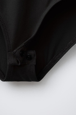 ZARA БОДИ ИЗ ПОЛИАМИДА С ВЫРЕЗАМИ, ЧЕРНЫЙ